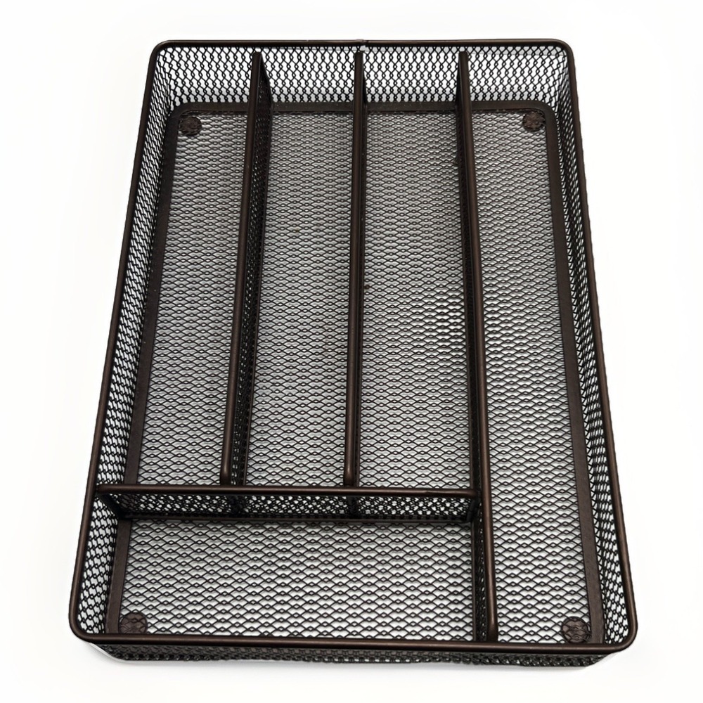 Tray for Drawer, Flatware Organizer,‎ Metal Drawer Bronze Color, Metal 5-Comp